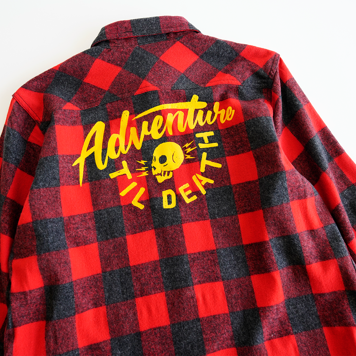 ADVENTURE TIL DEATH - FLANNEL - RED/HEATHER BLACK