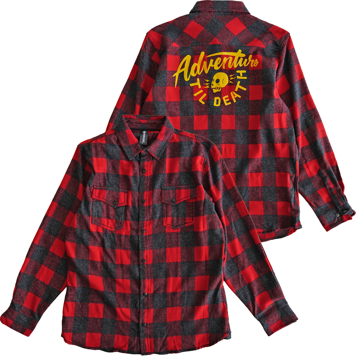 ADVENTURE TIL DEATH - FLANNEL - RED/HEATHER BLACK