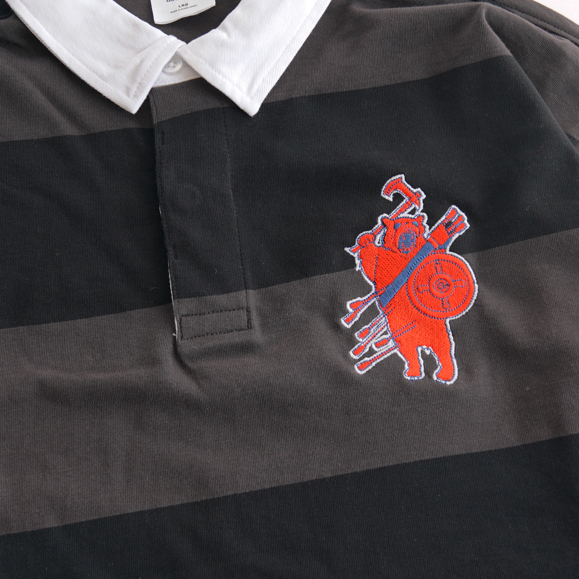 BATTLE BEAR - EMBROIDERY - STRIPED RUGBY SHIRT