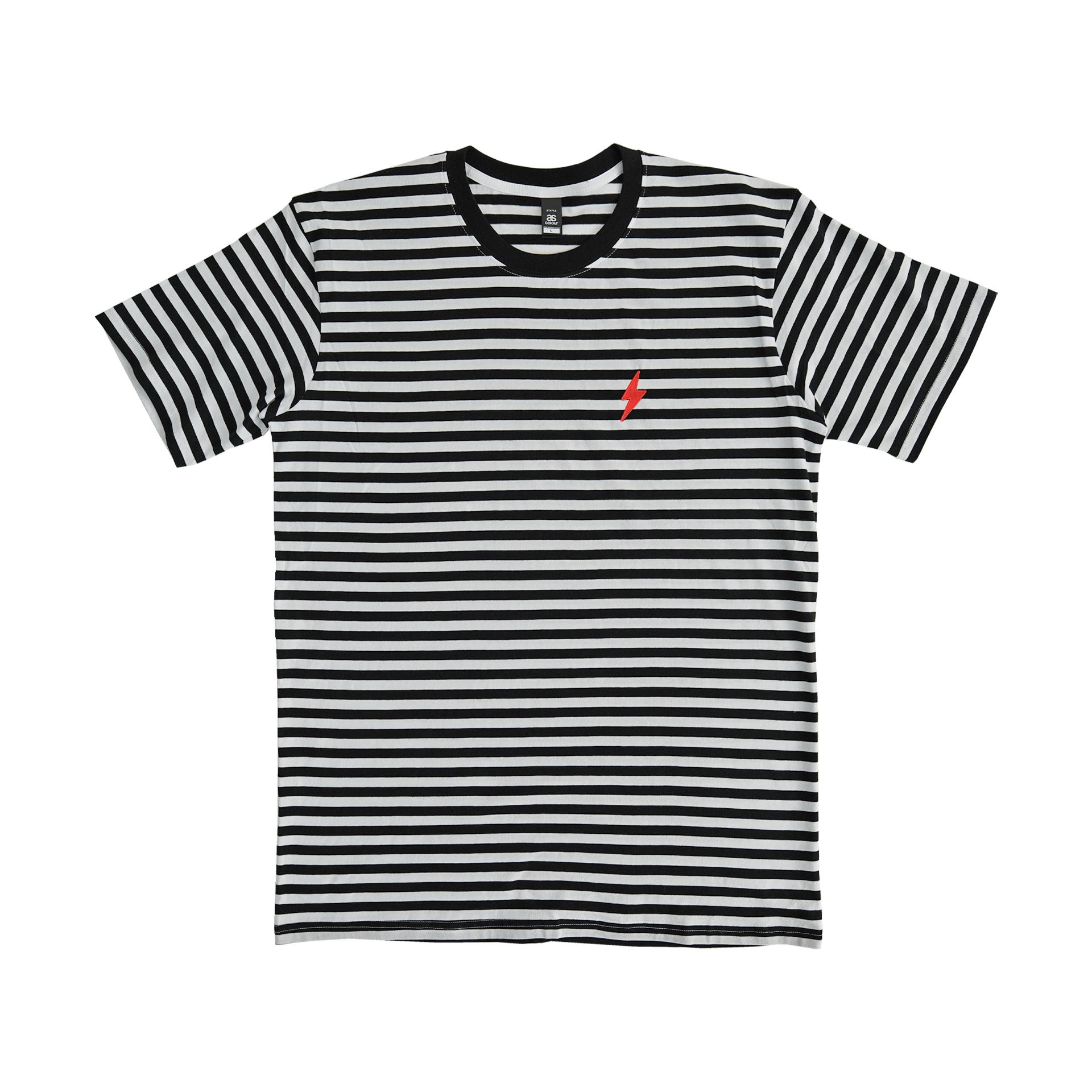 LIGHTNING BOLT BLACK AND WHITE STRIPE T-SHIRT