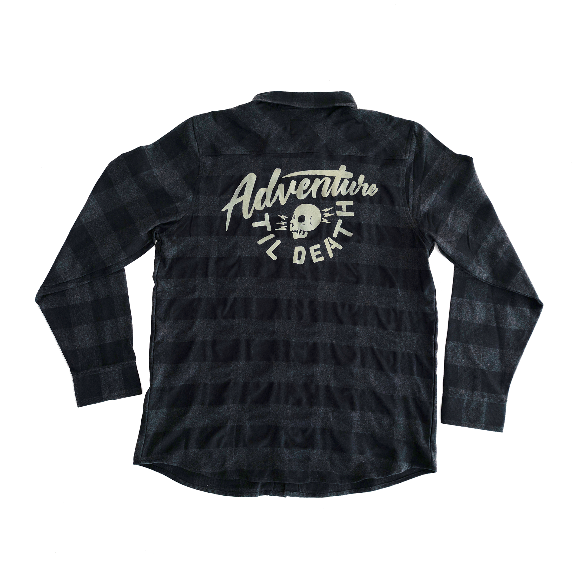 ADVENTURE TIL DEATH - FLANNEL - BUFFALO CHECK - CHARCOAL/BLK