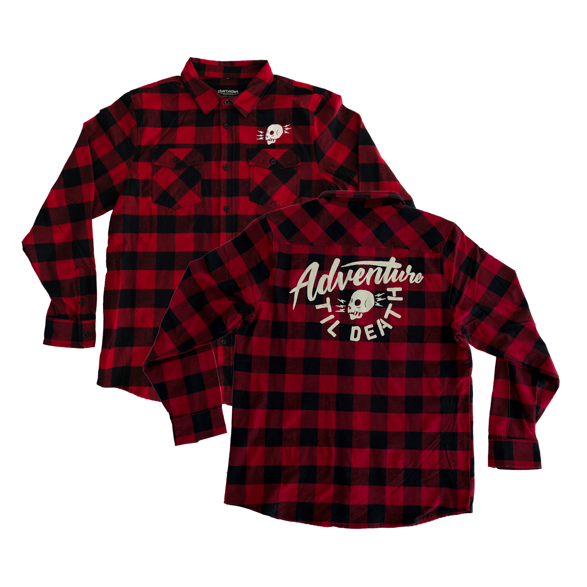 ADVENTURE TIL DEATH - FLANNEL - BUFFALO CHECK - RED/BLK